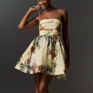 NWT Maeve Sleeveless Fit & Flare Mini Dress in Yellow Floral Anthropologie XL